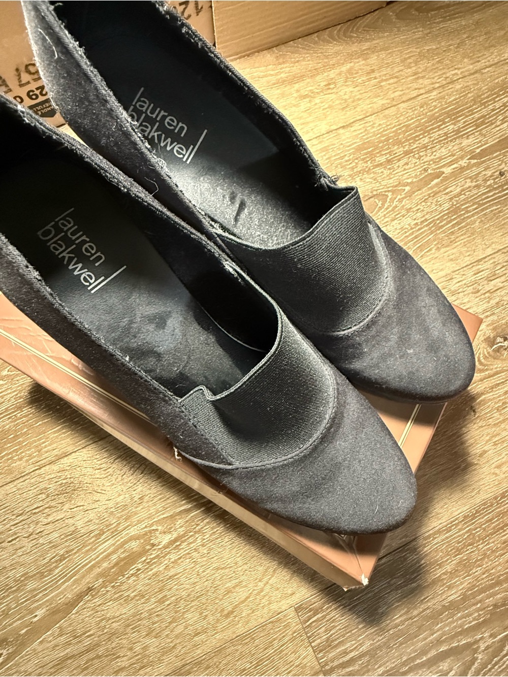 Lauren Blakwell Black Pointed Slip-On Loafers